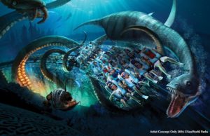 Artist's impression of SeaWorld's updated virtual reality Kraken roller coaster 